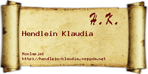 Hendlein Klaudia névjegykártya